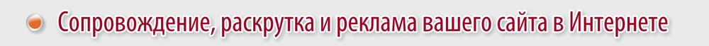 Сопровождение, раскрутка и реклама вашего сайта в Интернете